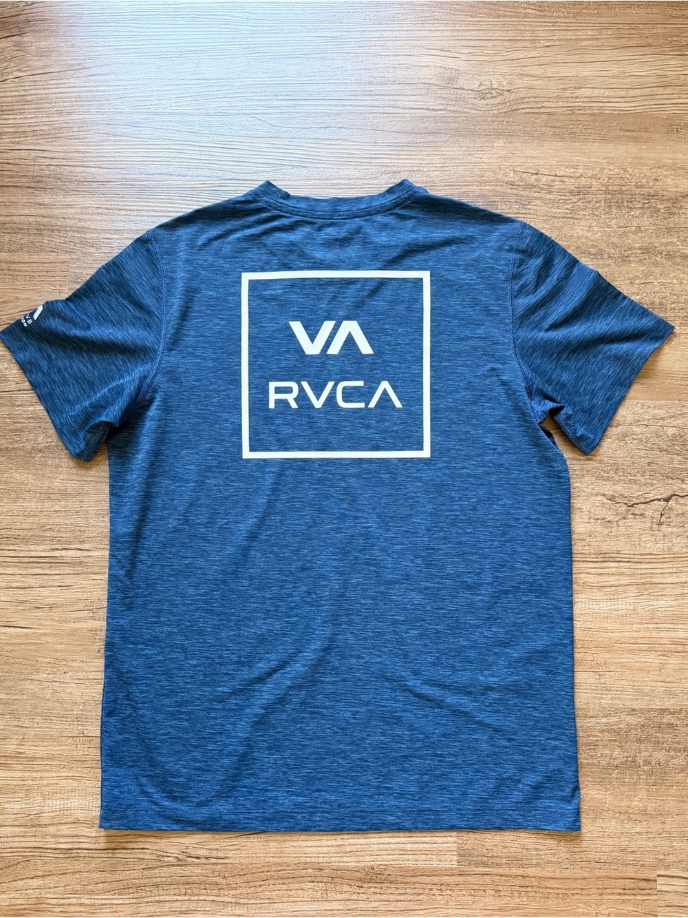 RVCA Blue Short Sleeve Tee with White VA Box Logo
